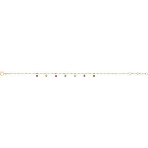 9ct Yellow Gold Rainbow Cz Drop Bracelet 0.91g